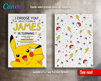 Pokemon customizable invite template | instant download | Share or Print | WQ894