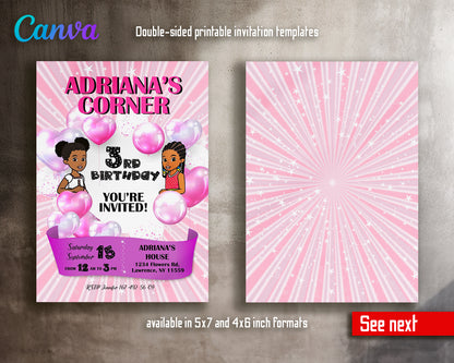 Gracie's Corner customizable invite template girl | instant download | Share or Print | ER412