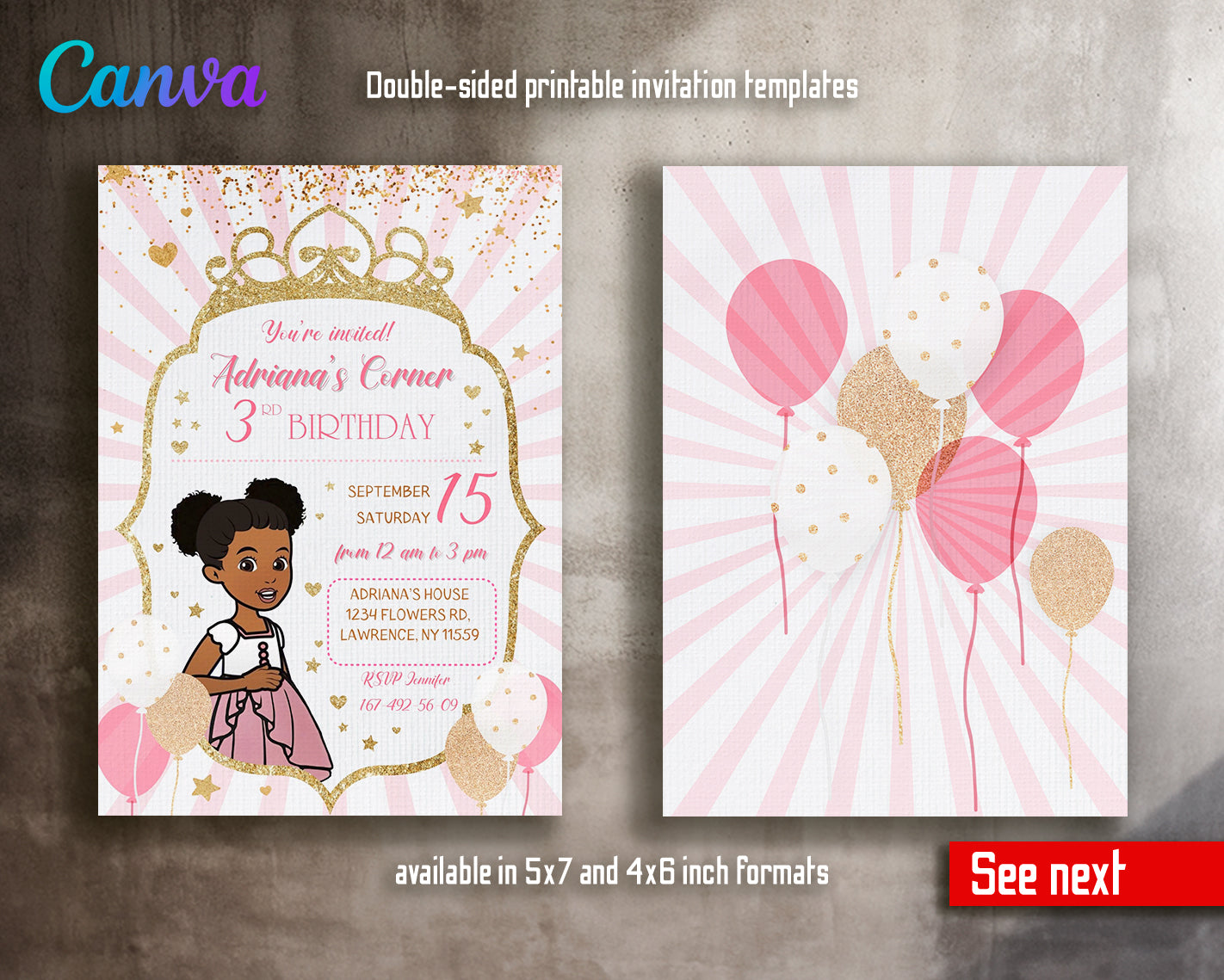 Gracie's Corner customizable invite template girl | instant download | Share or Print | CQ699