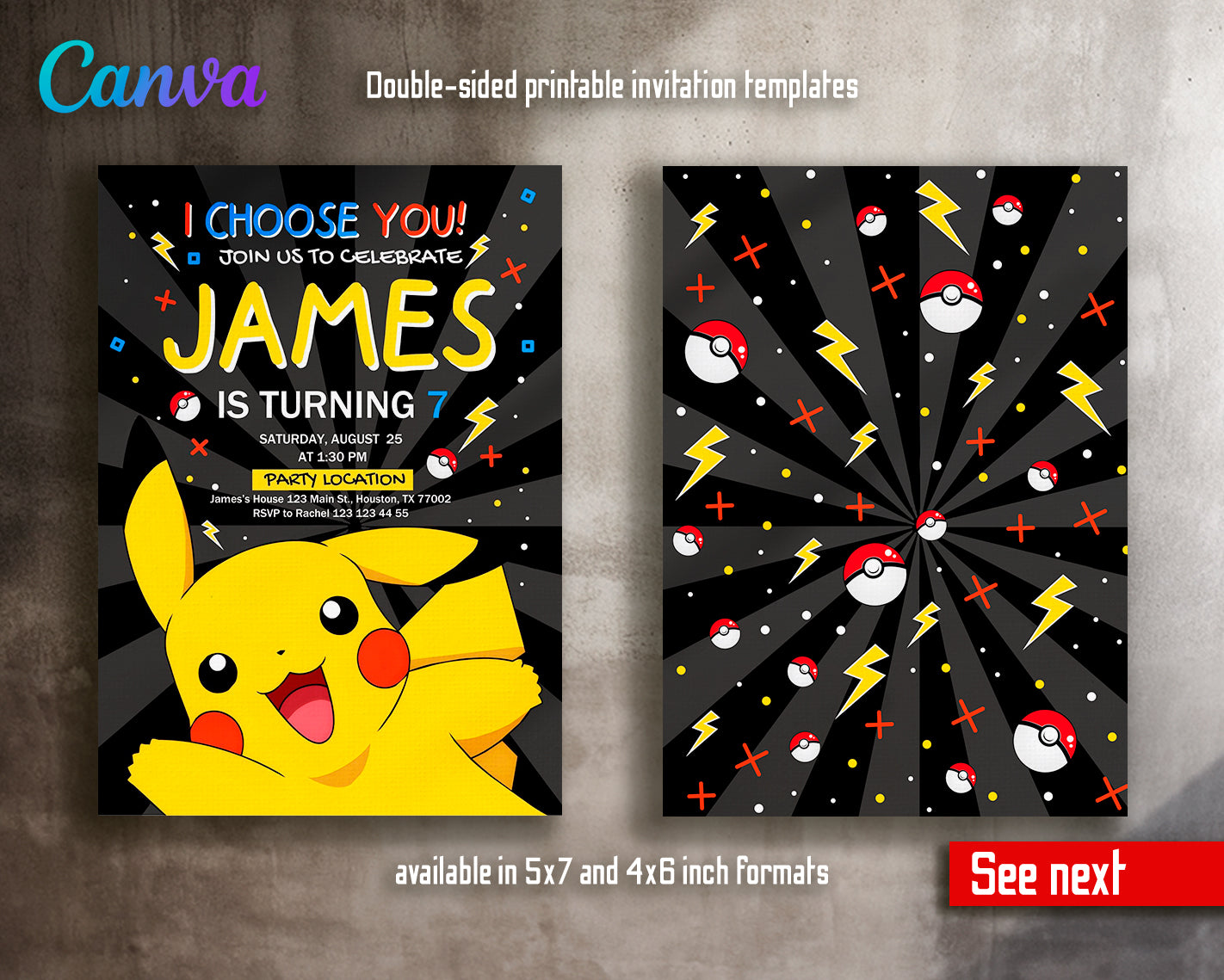 Pokemon customizable invite template | instant download | Share or Print | KT577