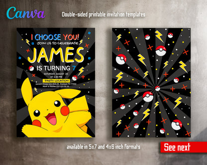 Pokemon customizable invite template | instant download | Share or Print | KT577