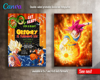 Dragon Ball Z customizable invite template | instant download | Share or Print | FX083