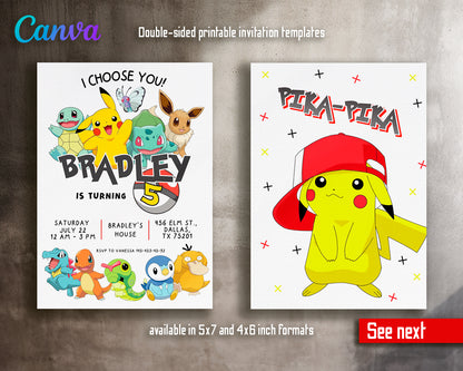 Pokemon customizable invite template | instant download | Share or Print | IZ958