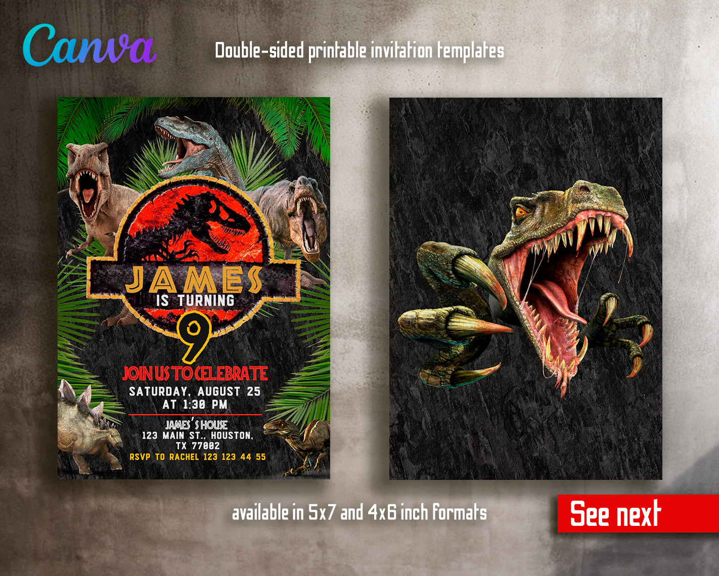 Jurassic Park customizable invite template | instant download | Share or Print | MD097