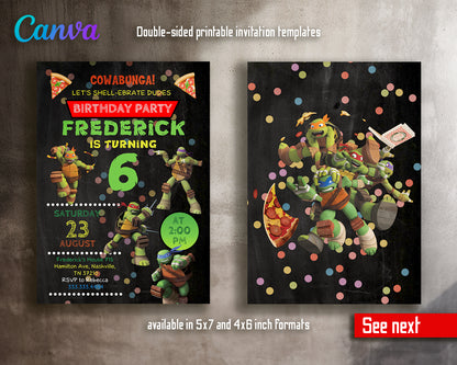 Teenage Mutant Ninja Turtles, TMNT customizable invite template boy | instant download | Share or Print | AM829