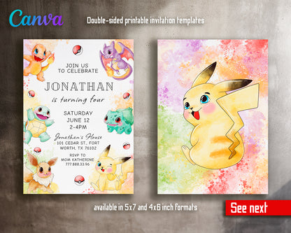 Pokemon customizable invite template | instant download | Share or Print | WK121