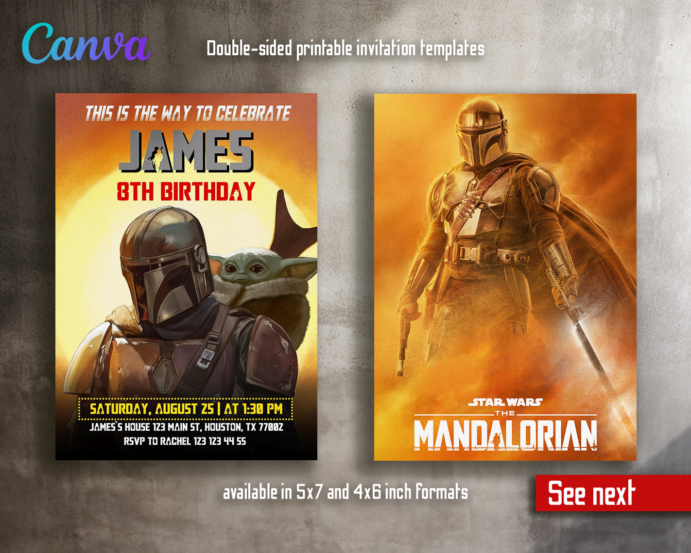 Mandalorian, Star Wars customizable invite template | instant download | Share or Print | UI488