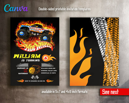 Hot Wheels customizable invite template boy | instant download | Share or Print | PK492