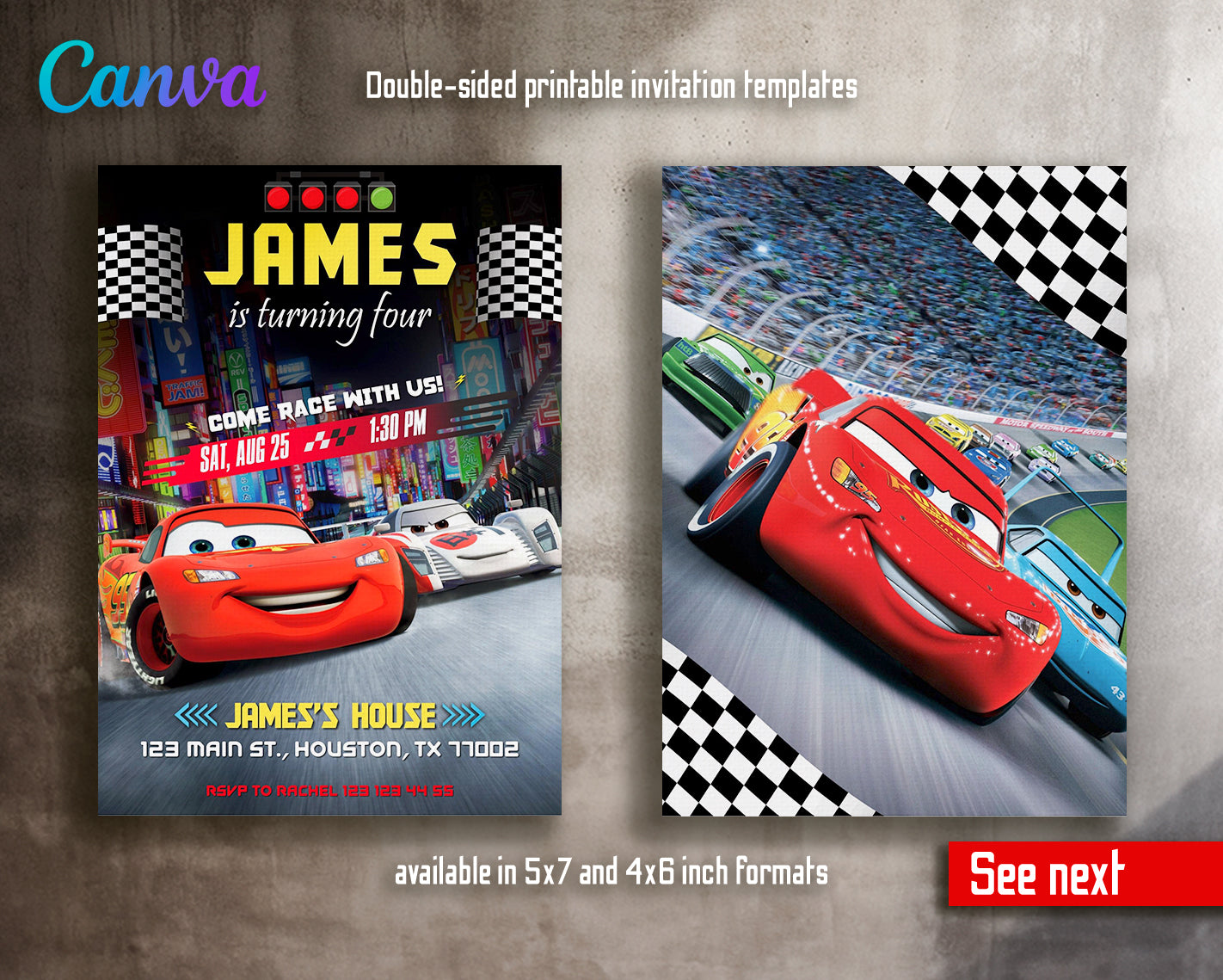 Cars Lighting McQueen customizable invite template | instant download | Share or Print | JZ046