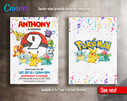 Pokemon customizable invite template | instant download | Share or Print | TQ207