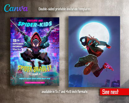 Spiderman Spider Verse customizable invite template unisex girl boy | instant download | Share or Print | OG365