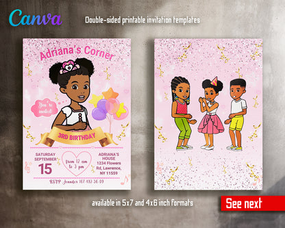 Gracie's Corner customizable invite template girl | instant download | Share or Print | FH815