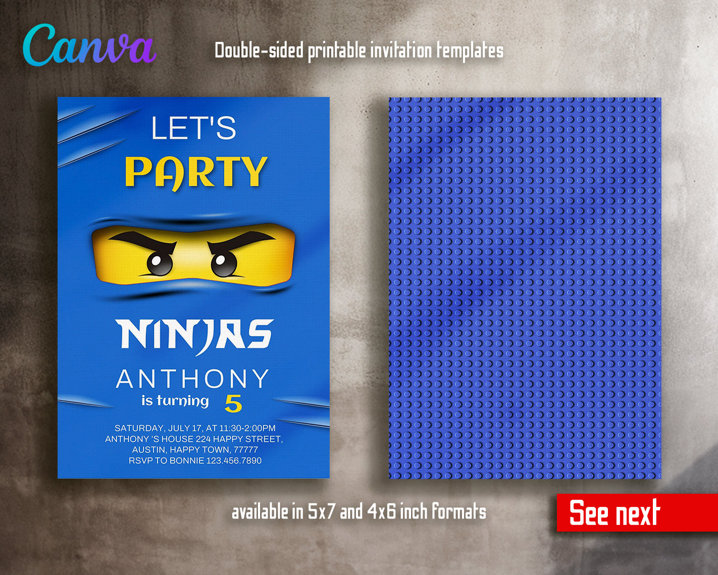 Ninjago customizable invite template boy | instant download | Share or Print | JS032