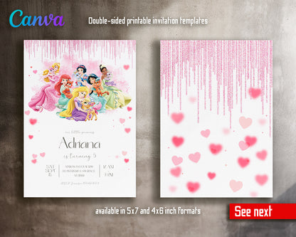 Princess Disney customizable invite template girl | instant download | Share or Print | QJ512