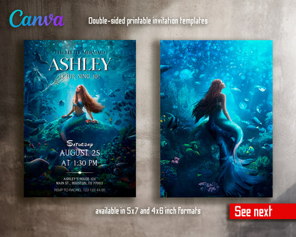 The Little Mermaid Ariel customizable invite template girl | instant download | Share or Print | NH255