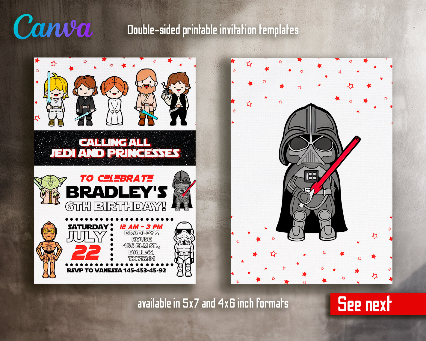 Star Wars customizable invite template | instant download | Share or Print | AR935