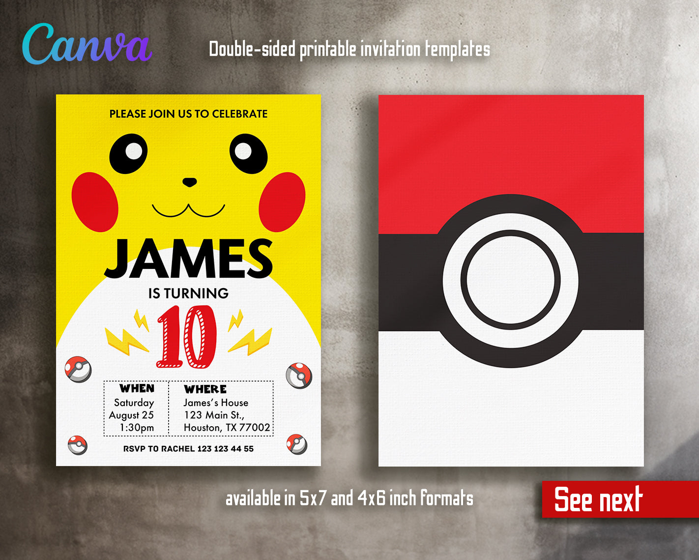 Pokemon customizable invite template | instant download | Share or Print | JB999