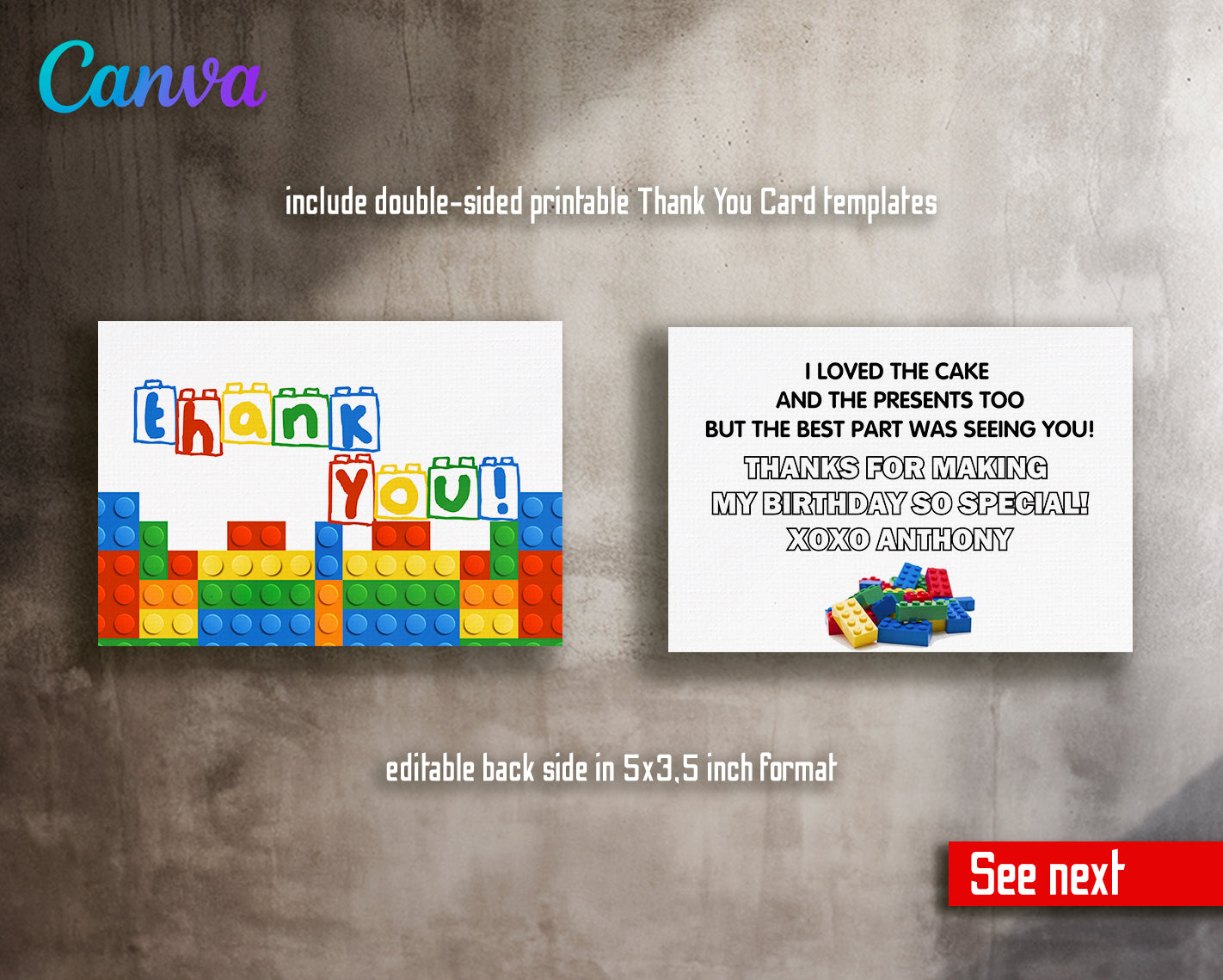 Lego customizable invite template | instant download | Share or Print | GI758