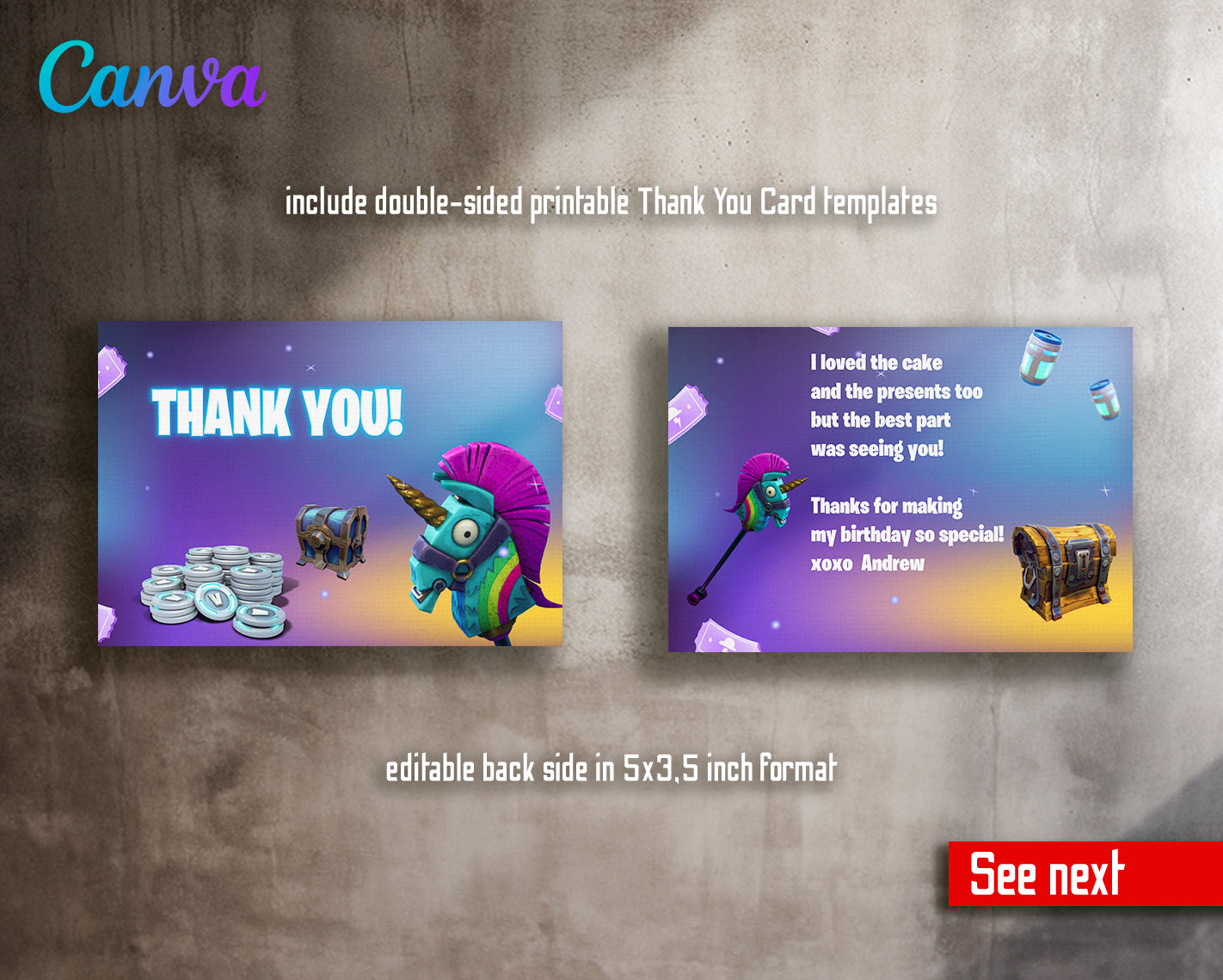 Fortnite gamer customizable invite template | instant download | Share or Print | UI930