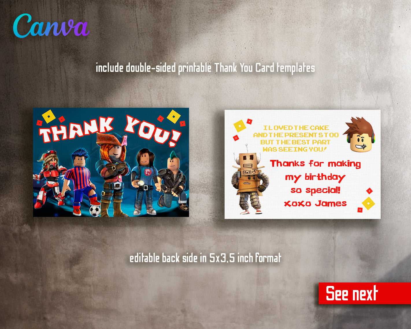 Roblox customizable invite template boy | instant download | Share or Print | IG710