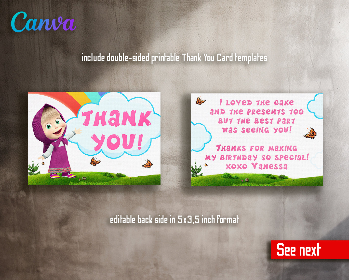 Masha and Bear customizable invite template girl | instant download | Share or Print | XG599