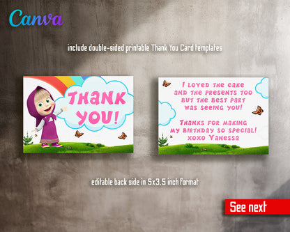 Masha and Bear customizable invite template girl | instant download | Share or Print | XG599