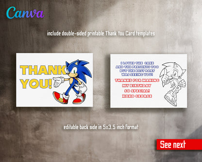 Sonic Hedgehog customizable invite template | instant download | Share or Print | JZ318