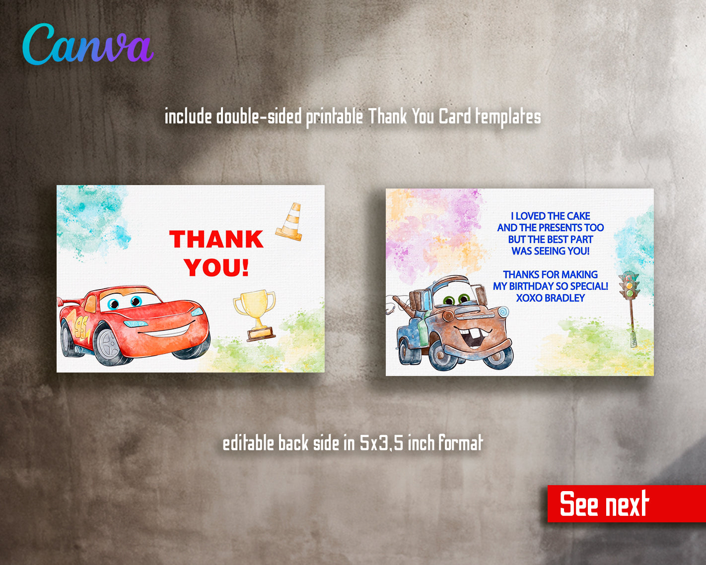 Cars Lighting McQueen customizable invite template | instant download | Share or Print | UP896