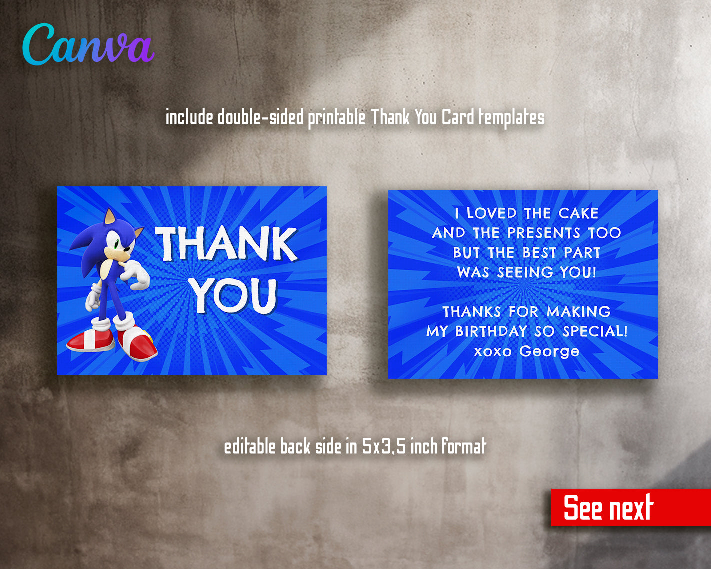 Sonic Hedgehog customizable invite template | instant download | Share or Print | KR581