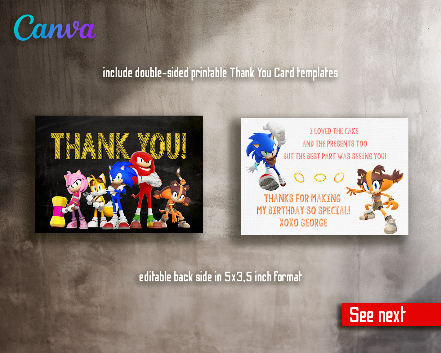 Sonic Hedgehog customizable invite template | instant download | Share or Print | BM911