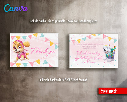 Paw Patrol customizable invite template girl | instant download | Share or Print | KO407