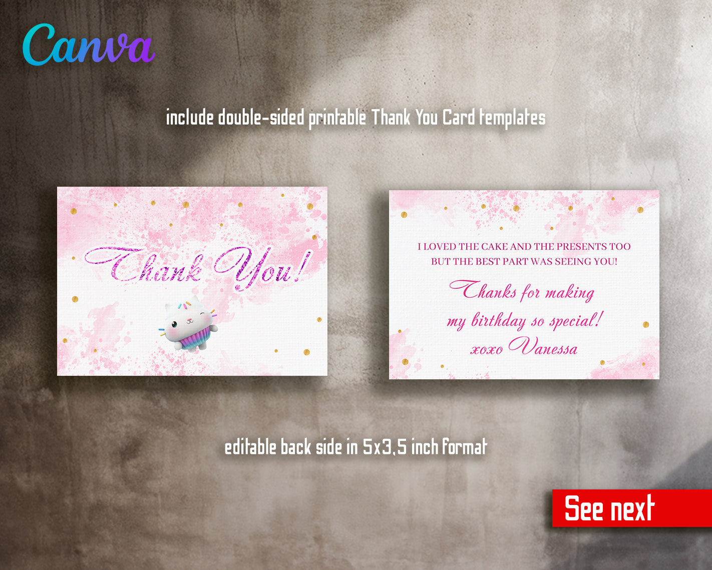 Gabby's Dollhouse customizable invite template girl | instant download | Share or Print | YG942