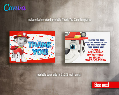 Paw Patrol customizable invite template | instant download | Share or Print | KN116