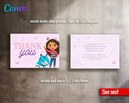 Gabby's Dollhouse customizable invite template girl | instant download | Share or Print | VO858