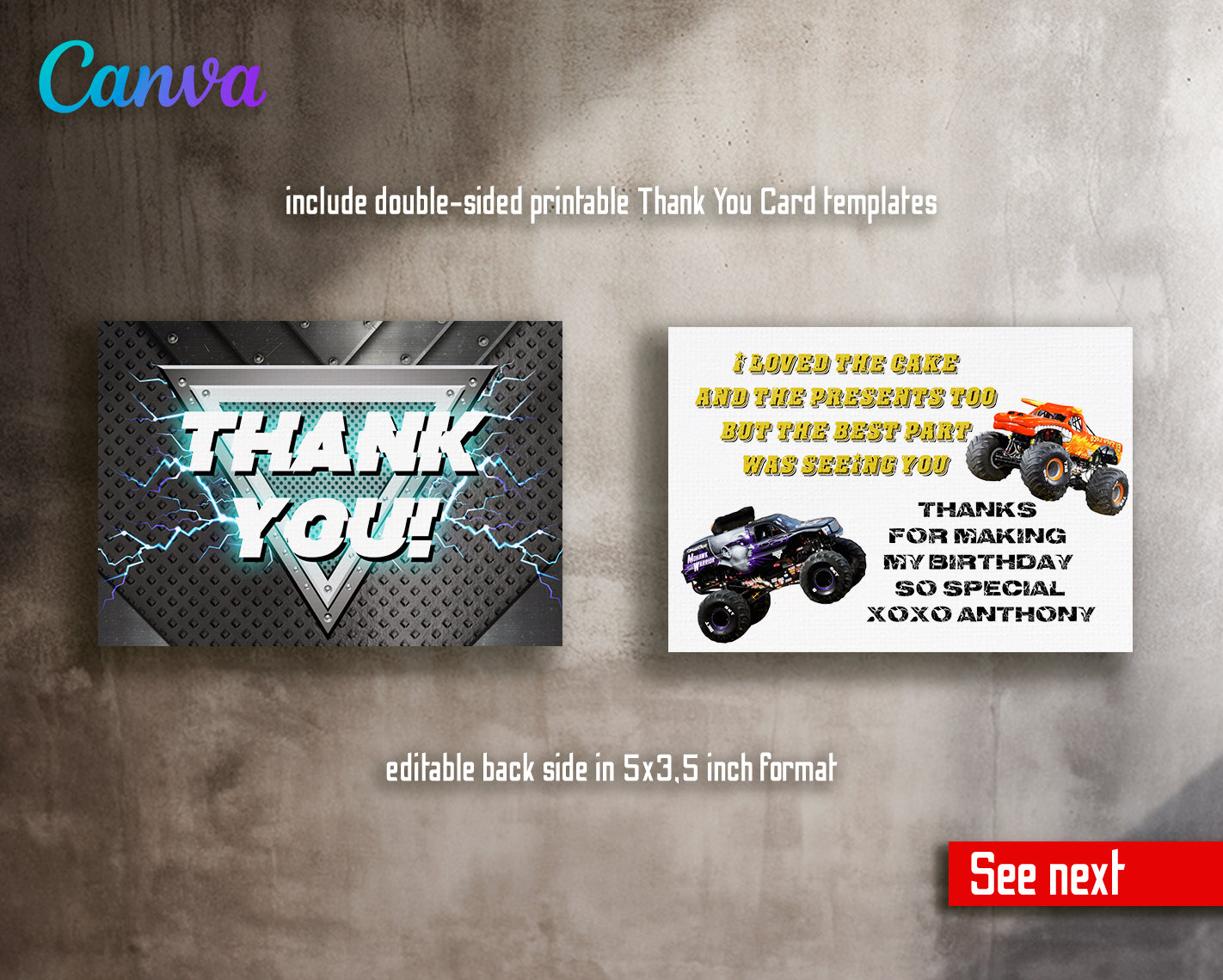 Monster Jam customizable invite template boy | instant download | Share or Print | OU112