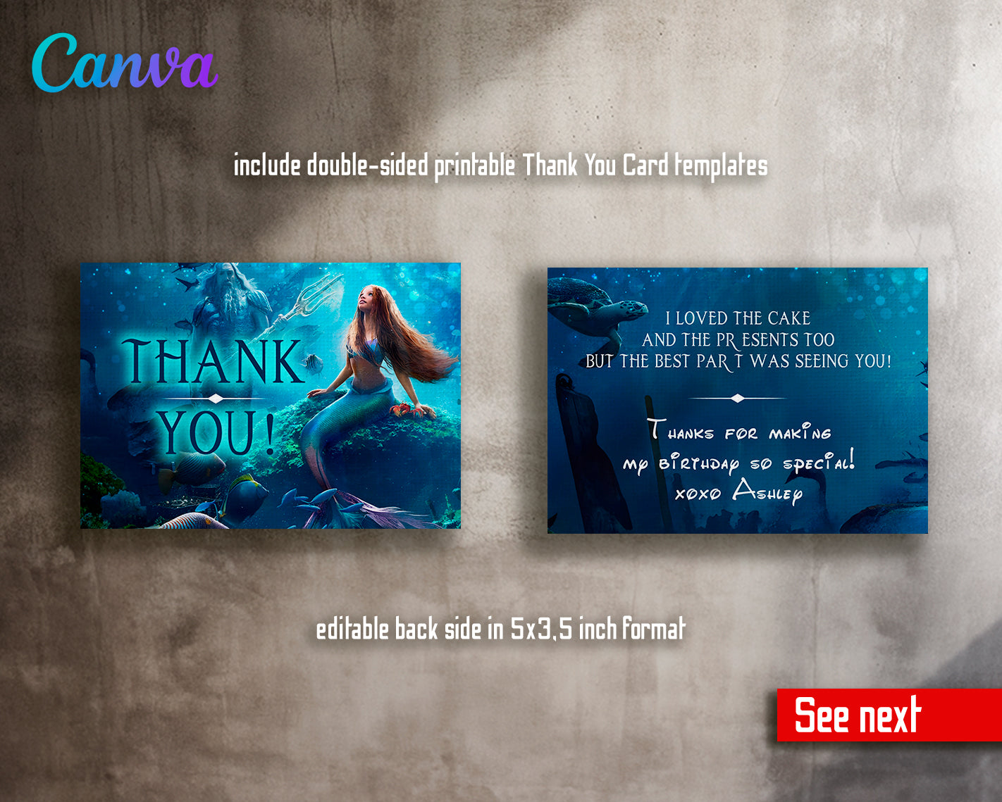 The Little Mermaid Ariel customizable invite template girl | instant download | Share or Print | NH255