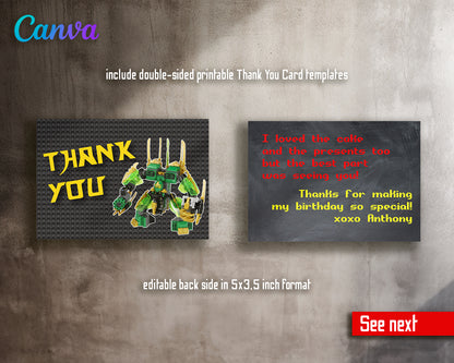 Ninjago customizable invite template boy | instant download | Share or Print | SQ029