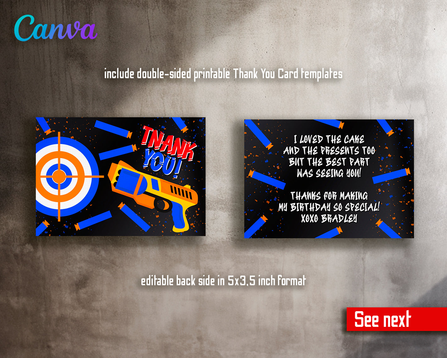 Nerf Dart Gun customizable invite template boy | instant download | Share or Print | UW984