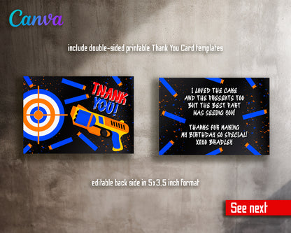 Nerf Dart Gun customizable invite template boy | instant download | Share or Print | UW984