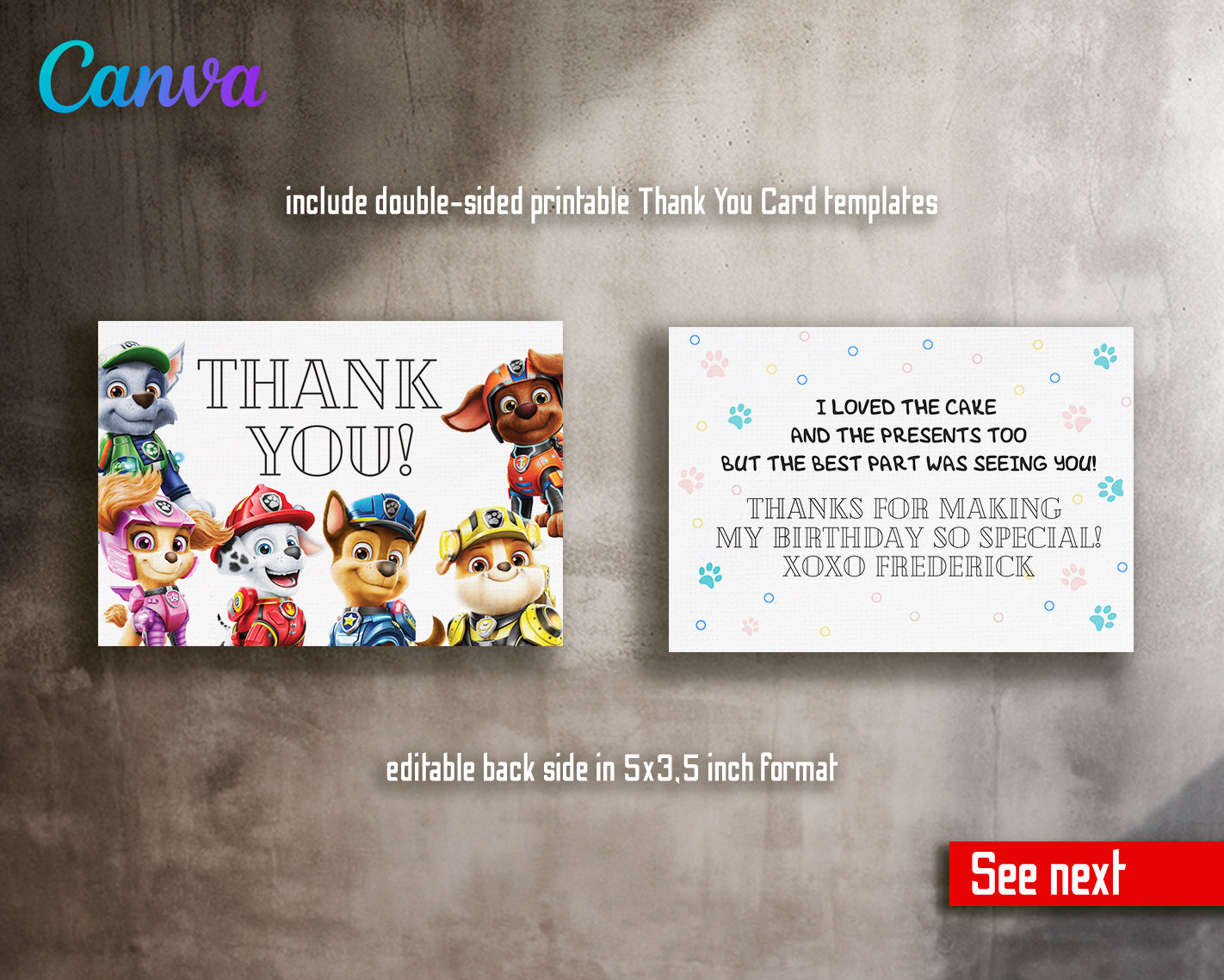 Paw Patrol customizable invite template | instant download | Share or Print | RP003