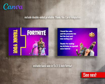 Fortnite gamer customizable invite template | instant download | Share or Print | BQ350