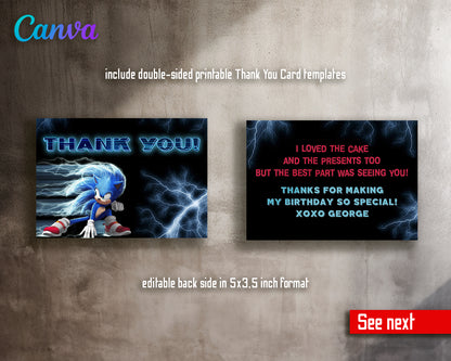 Sonic Hedgehog customizable invite template | instant download | Share or Print | QE696