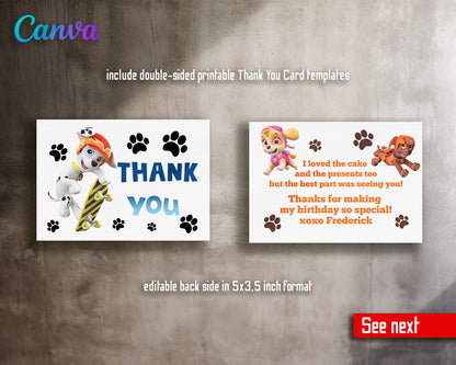 Paw Patrol customizable invite template | instant download | Share or Print | KI292