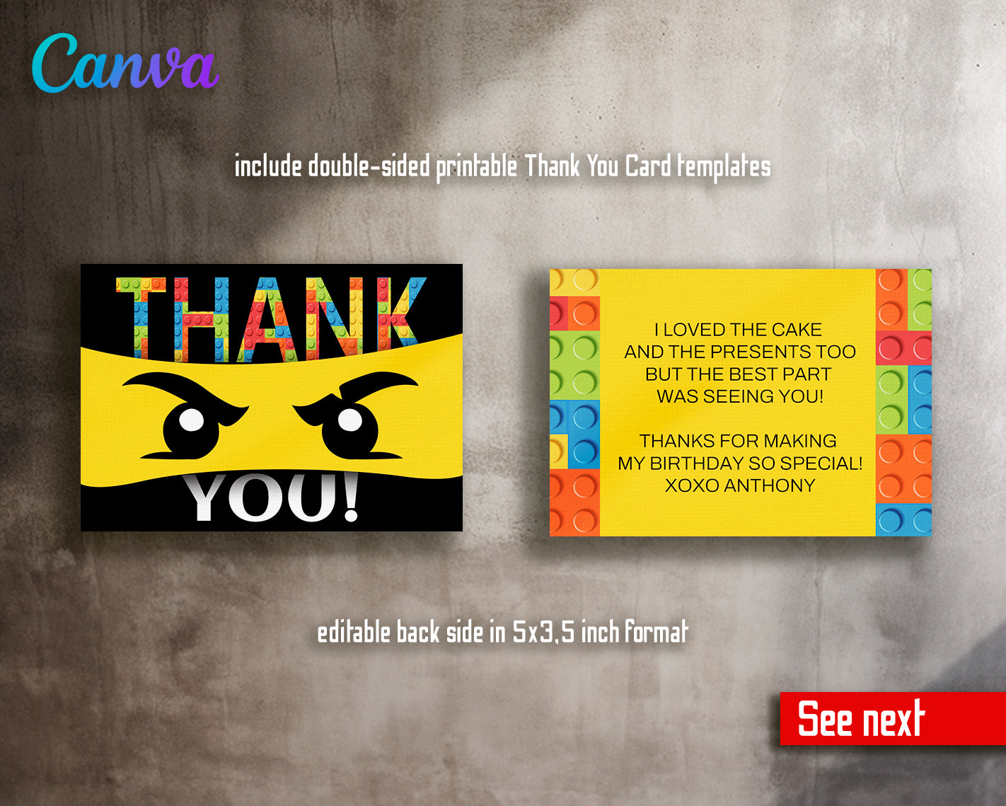 Lego customizable invite template | instant download | Share or Print | TW065