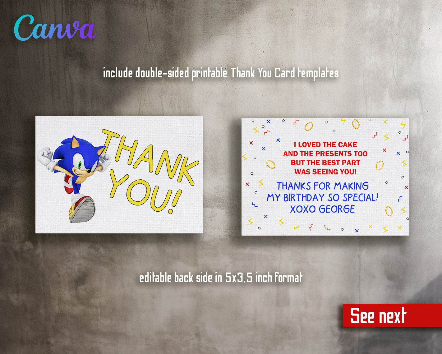 Sonic Hedgehog customizable invite template | instant download | Share or Print | CW686