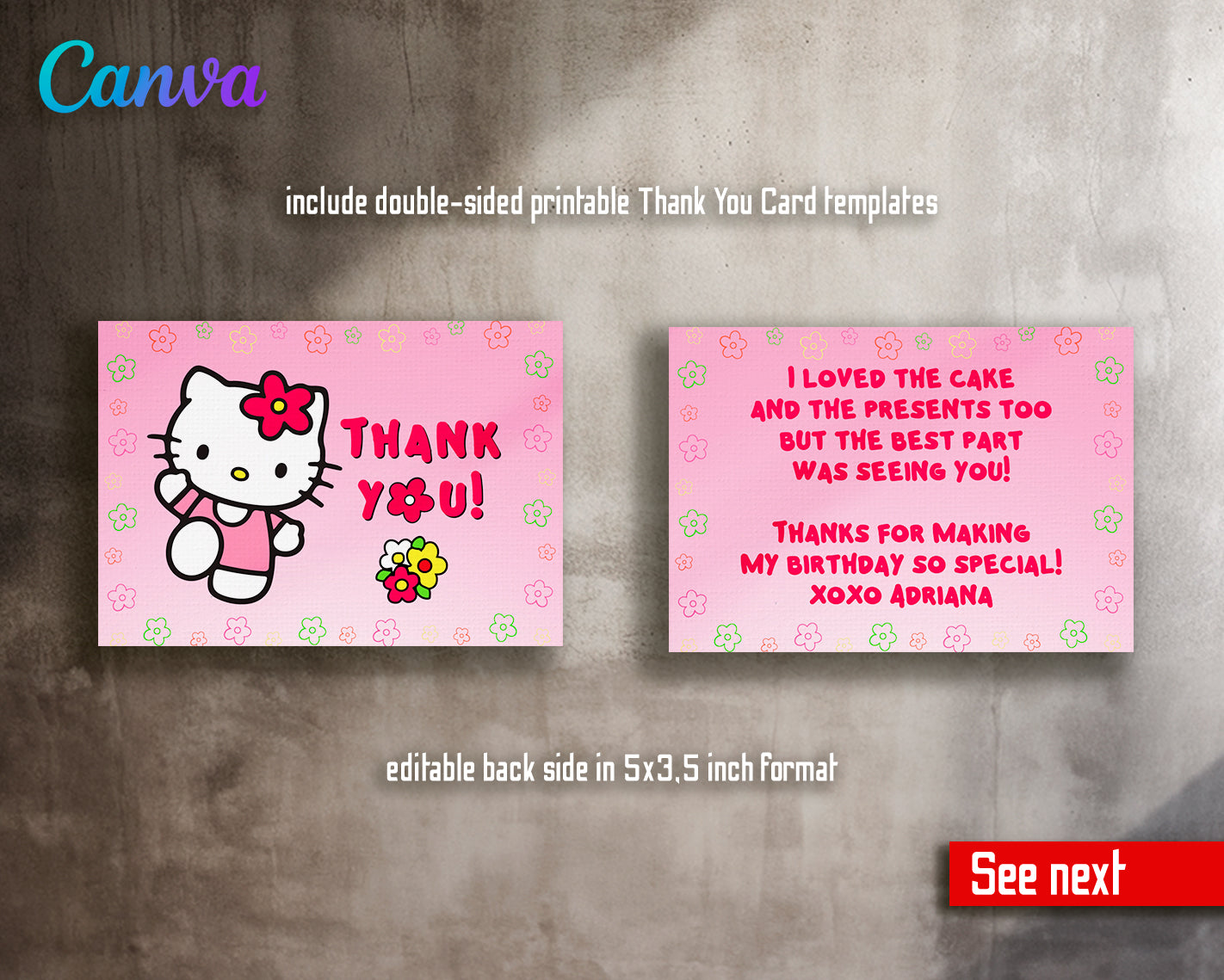 Hello Kitty customizable invite template girl | instant download | Share or Print | XQ289