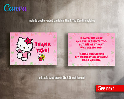 Hello Kitty customizable invite template girl | instant download | Share or Print | XQ289