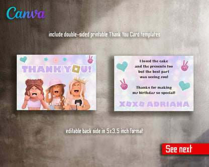 Roblox customizable invite template girl | instant download | Share or Print | IB746