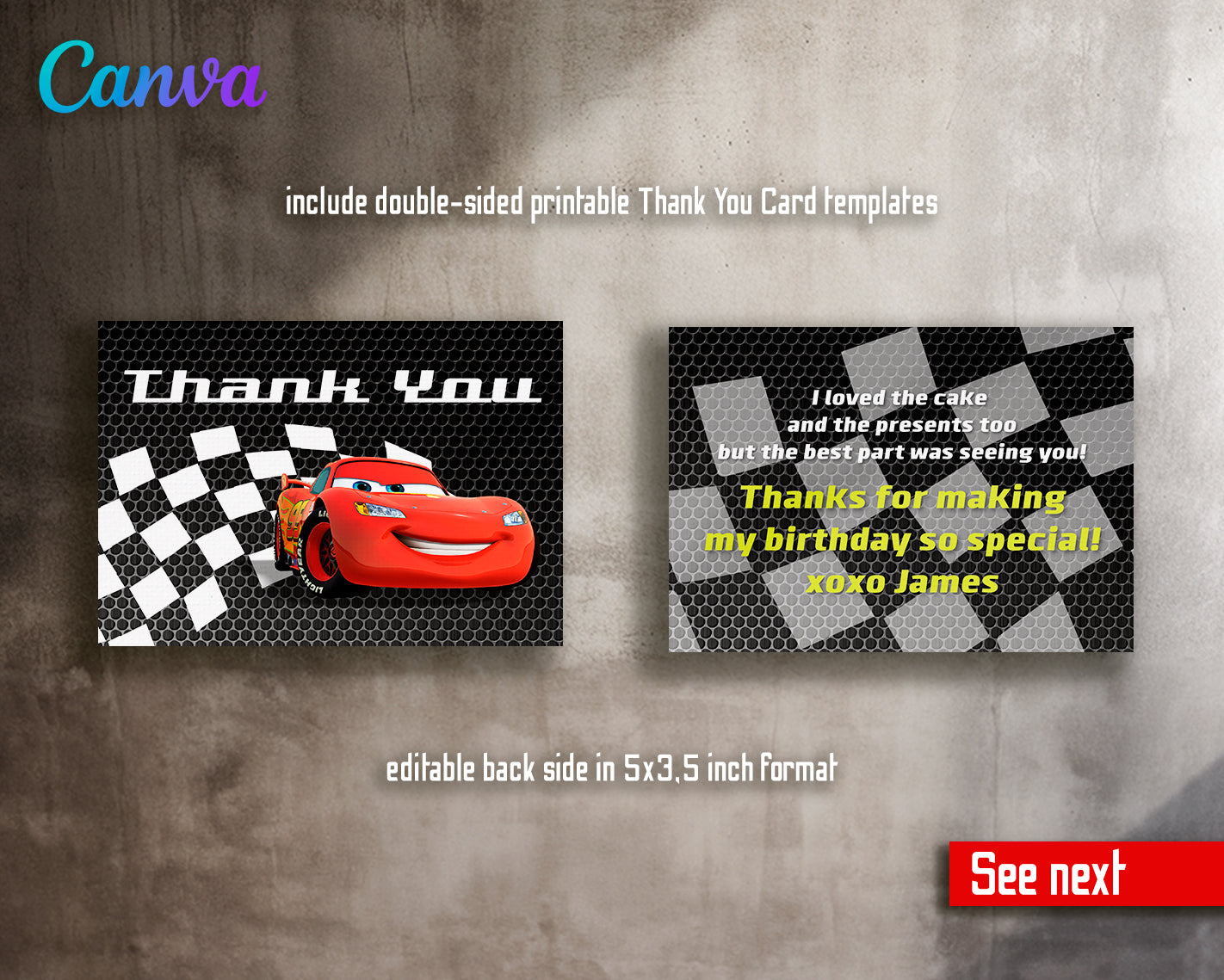 Cars Lighting McQueen customizable invite template | instant download | Share or Print | JL247