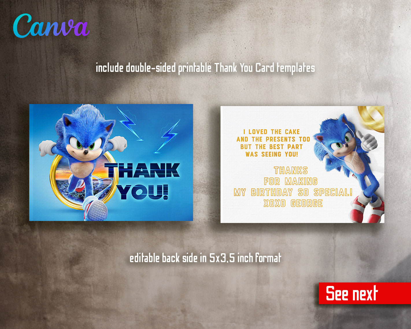 Sonic Hedgehog customizable invite template | instant download | Share or Print | CV940